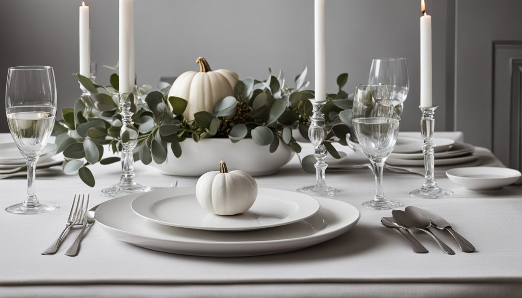 simple Thanksgiving decor, minimalist tablescapes, rustic fall centerpieces, mod