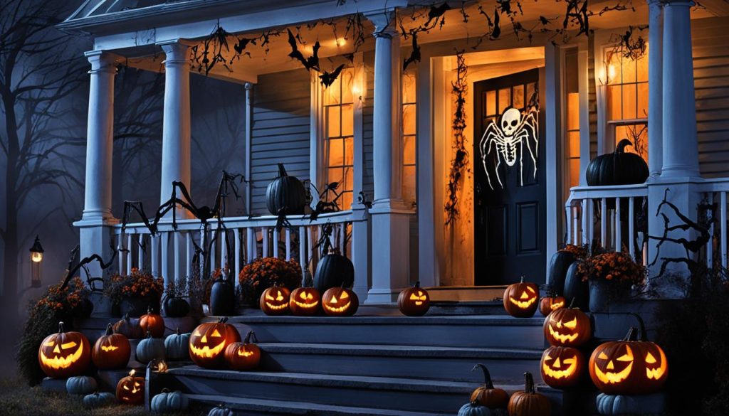 spooky outdoor decorations, pumpkin carving tips, haunted house entrance ideas