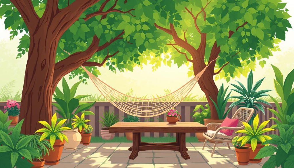 Outdoor patio with hammock