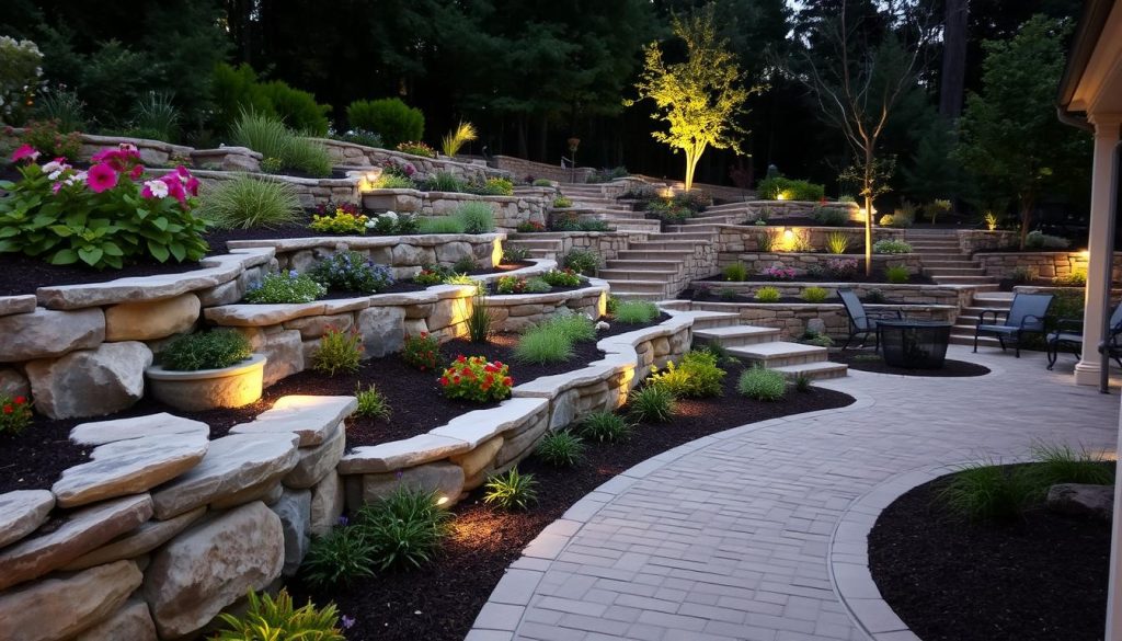 Retaining walls and outdoor pathways