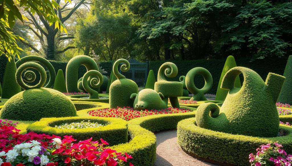 Sculptured hedges and topiaries